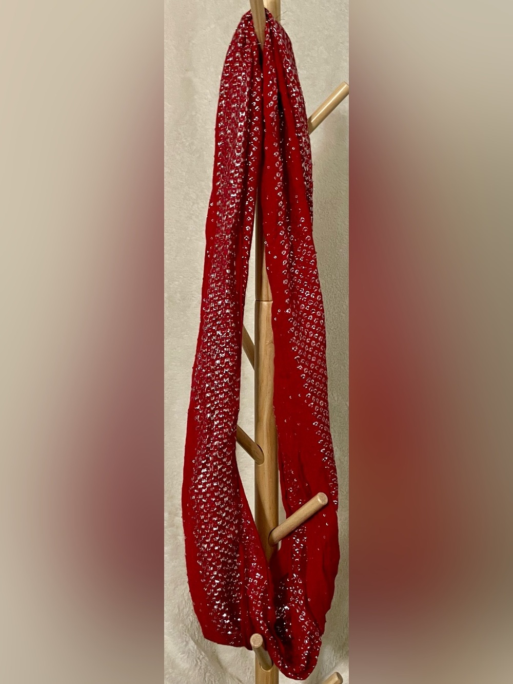 Red Sequined Women's Scarf
